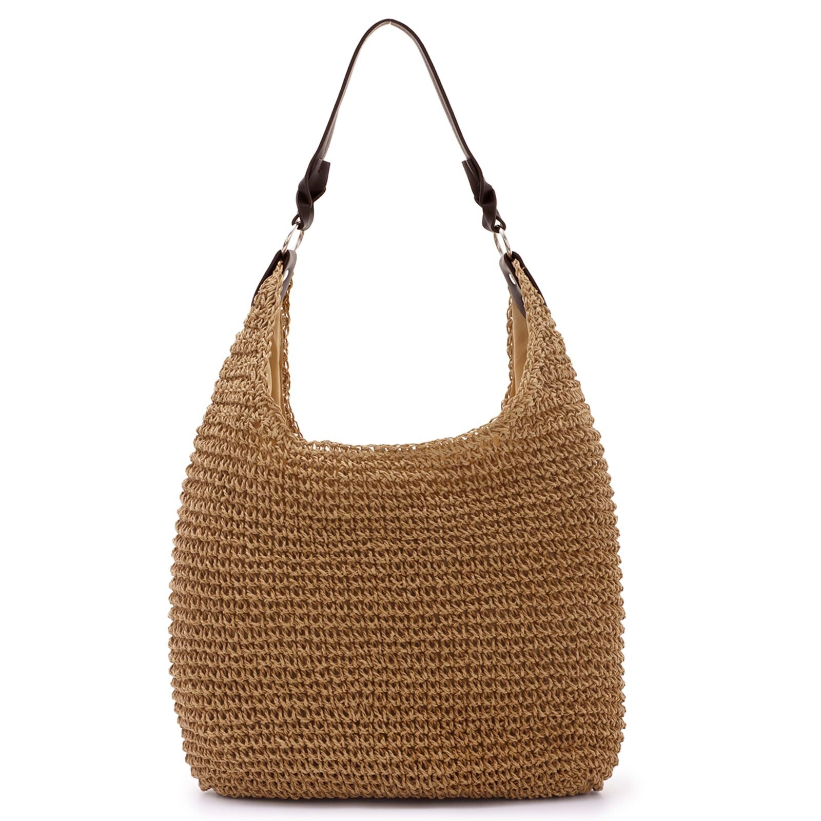 9934 Straw Hobo Bag Large Handwoven Rattan Shoulder Bag Woven Straw Purse